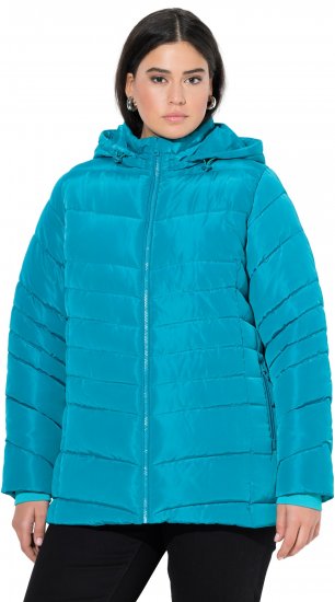 Ulla Popken Quilted Water Repellent Jacket Turquoise - Μπουφάν - 