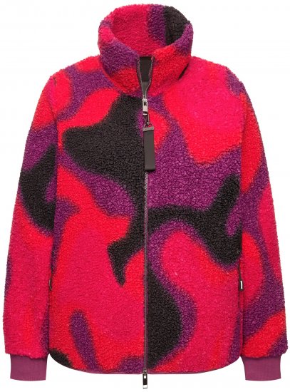 Ulla Popken Abstract Print Zip Fleece Jacket Pink Berry - Μπουφάν - 