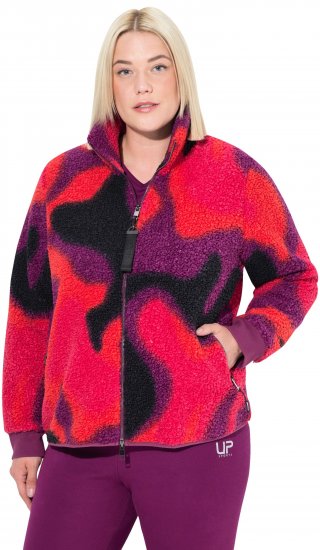 Ulla Popken Abstract Print Zip Fleece Jacket Pink Berry - Μπουφάν - 