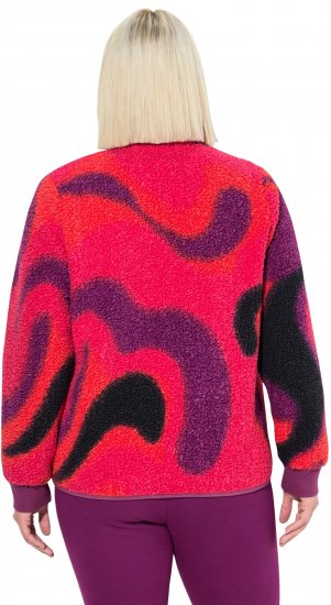 Ulla Popken Abstract Print Zip Fleece Jacket Pink Berry - Μπουφάν - 