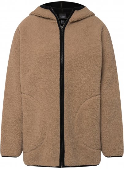 Ulla Popken Long Sleeve Hooded Teddy Jacket Putty - Μπουφάν - 