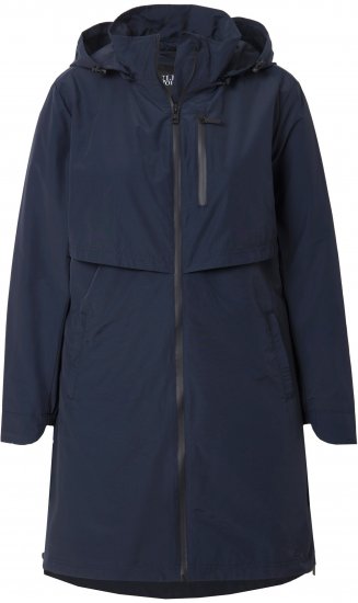 Ulla Popken Hooded with Zippered Pockets and Zippered Side Slits Jacket Navy - Μπουφάν - 