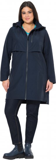 Ulla Popken Hooded with Zippered Pockets and Zippered Side Slits Jacket Navy - Μπουφάν - 