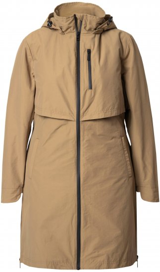 Ulla Popken Hooded with Zippered Pockets and Zippered Side Slits Jacket Mocha - Μπουφάν - 