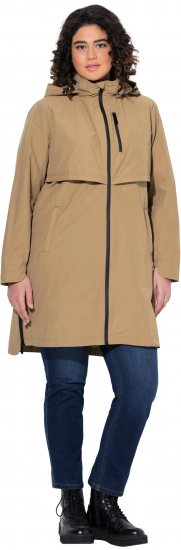Ulla Popken Hooded with Zippered Pockets and Zippered Side Slits Jacket Mocha - Μπουφάν - 