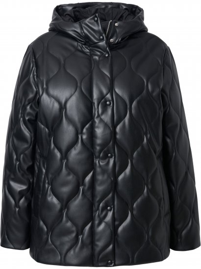 Ulla Popken Faux Leather Quilted Jacket Black - Μπουφάν - 