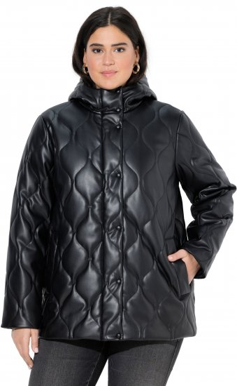 Ulla Popken Faux Leather Quilted Jacket Black - Μπουφάν - 
