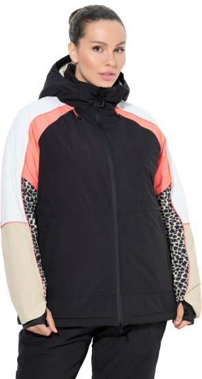 Ulla Popken HYPRAR Patchwork Sleeve Performance Jacket Black - Μπουφάν - 