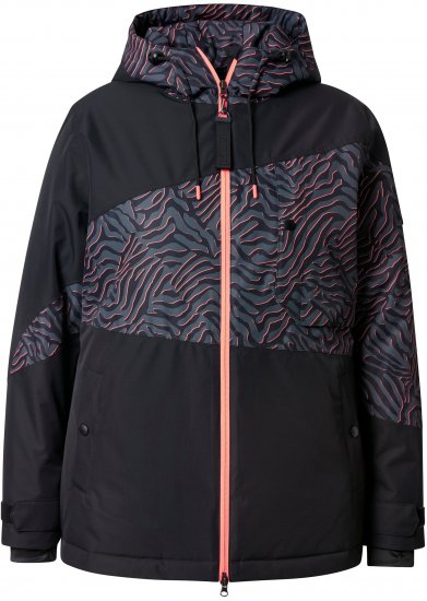 Ulla Popken Neon Ripple Performance Snow Jacket Black - Μπουφάν - 
