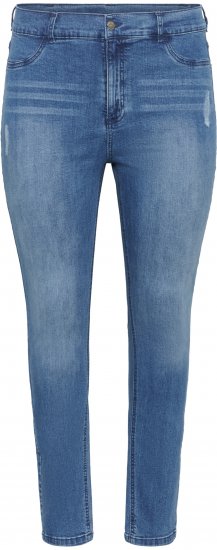 Kaffe Curve Laurina Τζιν Washed/Destroyed Blue Denim - Τζιν & Παντελόνια για Γυναίκες σε Μεγάλες Μεγέθη – Plus Size - 