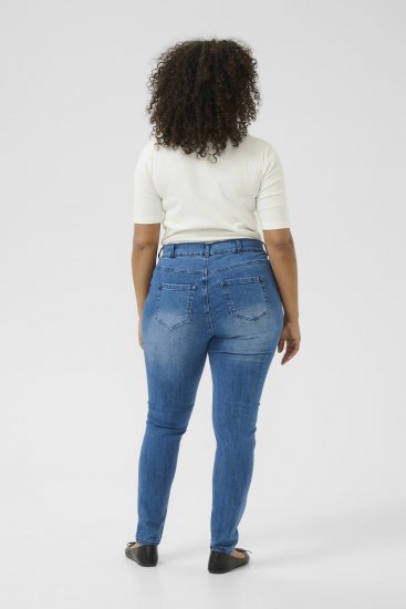 Kaffe Curve Laurina Τζιν Washed/Destroyed Blue Denim - Τζιν & Παντελόνια για Γυναίκες σε Μεγάλες Μεγέθη – Plus Size - 