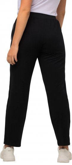 Ulla Popken Side Stripe Adjustable Drawstring Waist Joggers Black - Τζιν & Παντελόνια για Γυναίκες σε Μεγάλες Μεγέθη – Plus Size - 