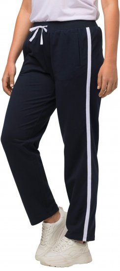 Ulla Popken Side Stripe Adjustable Drawstring Waist Joggers Navy - Τζιν & Παντελόνια για Γυναίκες σε Μεγάλες Μεγέθη – Plus Size - 