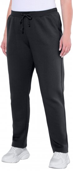 Ulla Popken Basic Drawstring Elastic Waist Cotton Blend Joggers Black - Τζιν & Παντελόνια για Γυναίκες σε Μεγάλες Μεγέθη – Plus Size - 