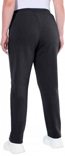 Ulla Popken Basic Drawstring Elastic Waist Cotton Blend Joggers Black - Τζιν & Παντελόνια για Γυναίκες σε Μεγάλες Μεγέθη – Plus Size - 