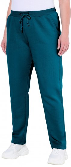 Ulla Popken Basic Drawstring Elastic Waist Cotton Blend Joggers Cerulean - Τζιν & Παντελόνια για Γυναίκες σε Μεγάλες Μεγέθη – Plus Size - 