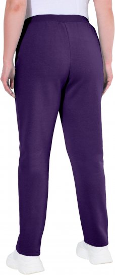 Ulla Popken Basic Drawstring Elastic Waist Cotton Blend Joggers Deep Violet - Τζιν & Παντελόνια για Γυναίκες σε Μεγάλες Μεγέθη – Plus Size - 