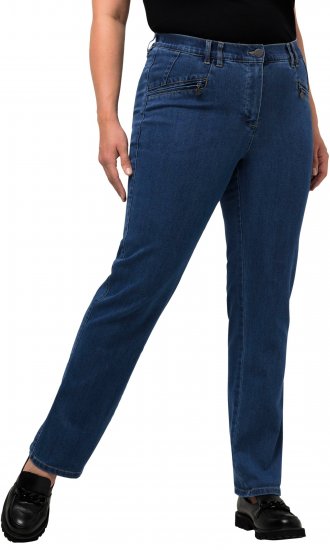 Ulla Popken Mony Elastic Waist Zip Pocket Jeans Blue Denim - Τζιν & Παντελόνια για Γυναίκες σε Μεγάλες Μεγέθη – Plus Size - 