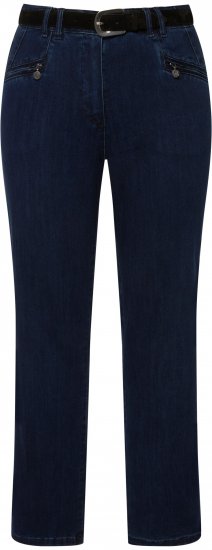 Ulla Popken Mony Elastic Waist Zip Pocket Jeans Dark Blue Denim - Τζιν & Παντελόνια για Γυναίκες σε Μεγάλες Μεγέθη – Plus Size - 