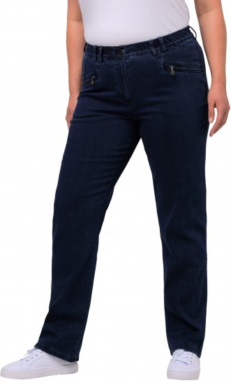 Ulla Popken Mony Elastic Waist Zip Pocket Jeans Dark Blue Denim - Τζιν & Παντελόνια για Γυναίκες σε Μεγάλες Μεγέθη – Plus Size - 