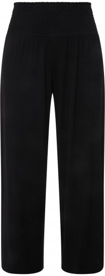 Ulla Popken Wide Leg Smocked Waist Knit Pants Black - Τζιν & Παντελόνια για Γυναίκες σε Μεγάλες Μεγέθη – Plus Size - 