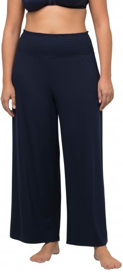 Ulla Popken Wide Leg Smocked Waist Knit Pants Night Blue - Τζιν & Παντελόνια για Γυναίκες σε Μεγάλες Μεγέθη – Plus Size - 