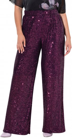 Ulla Popken Wide Leg Sequined Pants Mulberry - Τζιν & Παντελόνια για Γυναίκες σε Μεγάλες Μεγέθη – Plus Size - 