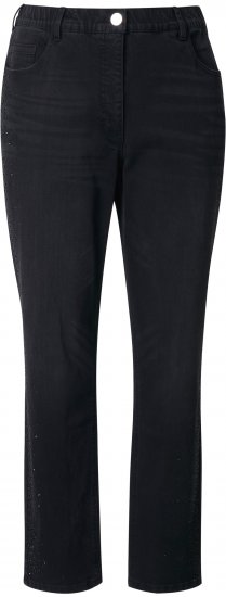 Ulla Popken Rhinestone Detail Stretch Fit Jeans Black - Τζιν & Παντελόνια για Γυναίκες σε Μεγάλες Μεγέθη – Plus Size - 