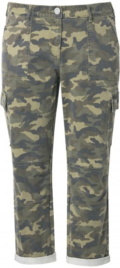 Ulla Popken Camo Boyfriend Pants Olive Grey - Τζιν & Παντελόνια για Γυναίκες σε Μεγάλες Μεγέθη – Plus Size - 