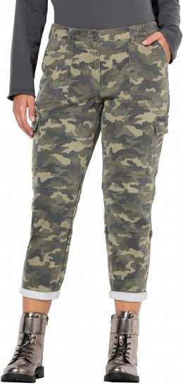 Ulla Popken Camo Boyfriend Pants Olive Grey - Τζιν & Παντελόνια για Γυναίκες σε Μεγάλες Μεγέθη – Plus Size - 