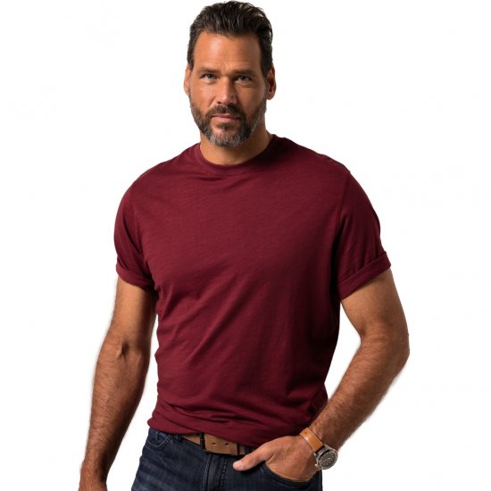 JP1880 T-Shirt Short Sleeve Soft Jersey Red - Μακό μπλουζάκια - Aνδρικά μπλουζεσ μεγάλα μεγέθη