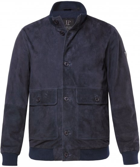 JP1880 Soft Goatskin Suede Leather Jacket Navy - Δερμάτινα μπουφάν - Δερμάτινα μπουφάν σε μεγάλα μεγέθη