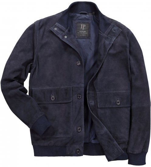 JP1880 Soft Goatskin Suede Leather Jacket Navy - Δερμάτινα μπουφάν - Δερμάτινα μπουφάν σε μεγάλα μεγέθη