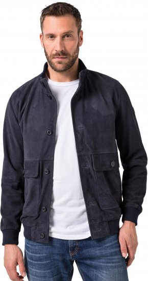 JP1880 Soft Goatskin Suede Leather Jacket Navy - Δερμάτινα μπουφάν - Δερμάτινα μπουφάν σε μεγάλα μεγέθη