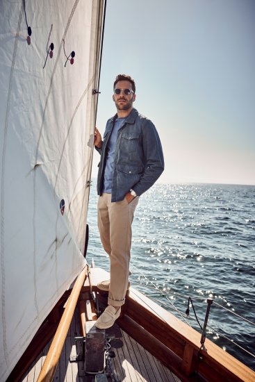 JP1880 Fine Lamb Leather Jacket Deep Sea Blue - Μπουφάν - Aνδρικά μπουφαν μεγάλα μεγέθη