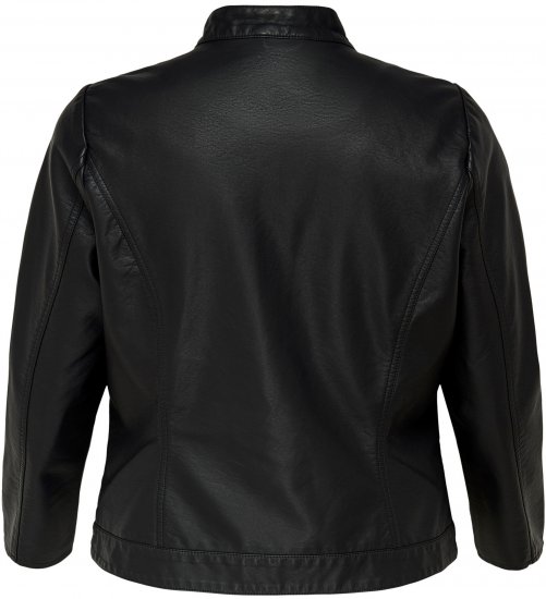 Only Carmakoma Robber Leather Jacket Black - Δερμάτινα μπουφάν - 
