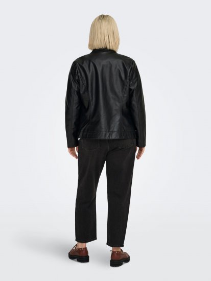 Only Carmakoma Robber Leather Jacket Black - Δερμάτινα μπουφάν - 