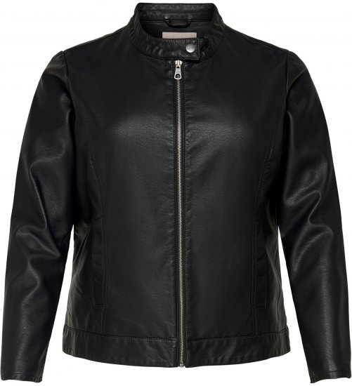 Only Carmakoma Robber Leather Jacket Black - Δερμάτινα μπουφάν - 