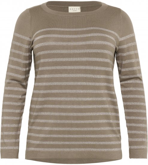 Kaffe Curve Linia Boatneck Pullover Morel Melange with Silver Lurex - Πλεκτά πουλόβερ - 
