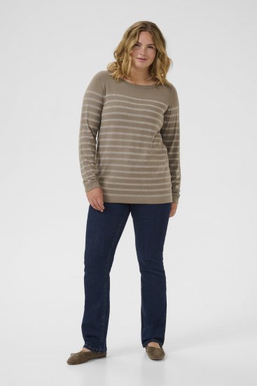Kaffe Curve Linia Boatneck Pullover Morel Melange with Silver Lurex - Πλεκτά πουλόβερ - 
