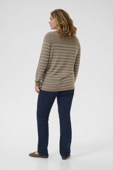 Kaffe Curve Linia Boatneck Pullover Morel Melange with Silver Lurex - Πλεκτά πουλόβερ - 