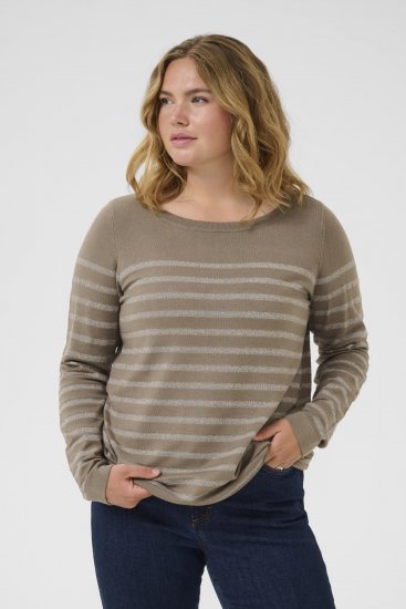 Kaffe Curve Linia Boatneck Pullover Morel Melange with Silver Lurex - Πλεκτά πουλόβερ - 