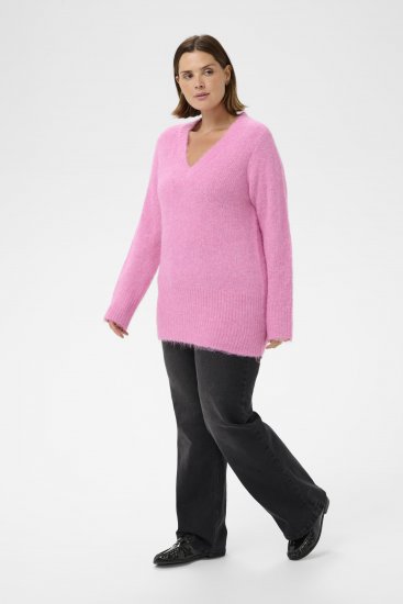 Kaffe Curve Emilia Pullover Pink Power Melange - Πλεκτά πουλόβερ - 