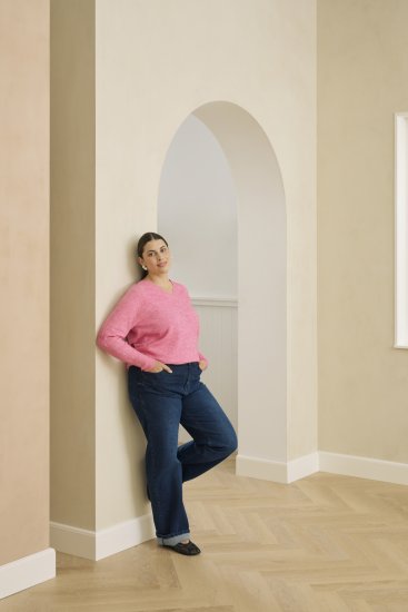 Kaffe Curve Emilia Pullover Pink Power Melange - Πλεκτά πουλόβερ - 