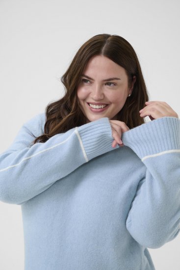 Kaffe Curve Jina Knit Pullover Powder Blue Melange - Πλεκτά πουλόβερ - 