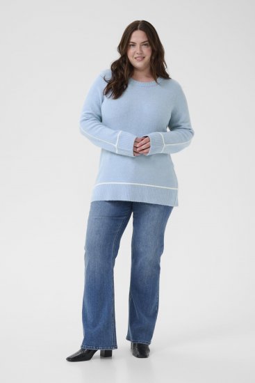 Kaffe Curve Jina Knit Pullover Powder Blue Melange - Πλεκτά πουλόβερ - 