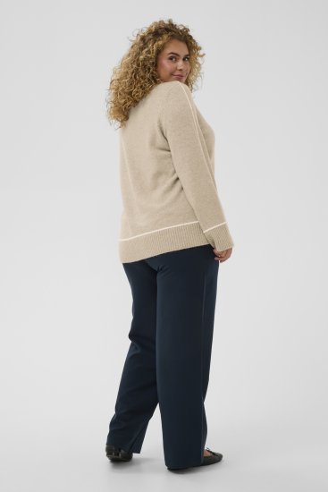 Kaffe Curve Jina Knit Pullover Feather Grey Melange - Πλεκτά πουλόβερ - 