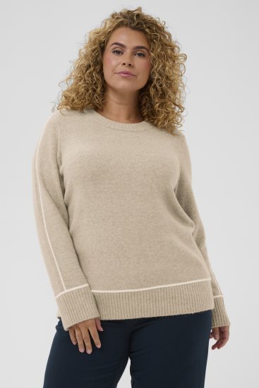 Kaffe Curve Jina Knit Pullover Feather Grey Melange - Πλεκτά πουλόβερ - 