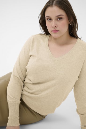 Kaffe Curve Lizzy Long Sleeve Pullover Feather Grey Melange - Πλεκτά πουλόβερ - 