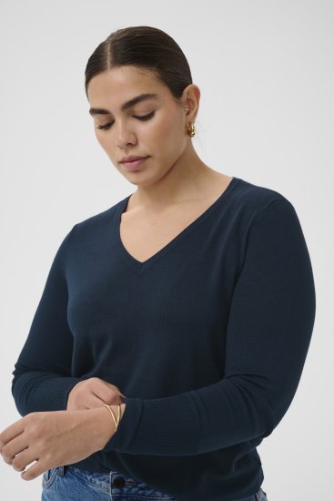 Kaffe Curve Lizzy Long Sleeve Pullover Midnight Marine - Πλεκτά πουλόβερ - 